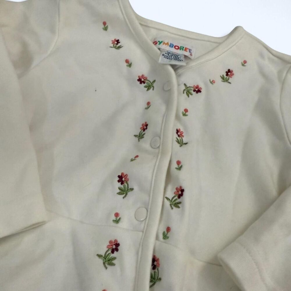 Vintage Gymboree 100% cotton Kids cream cardigan with floral embroidery - Picture 2 of 8